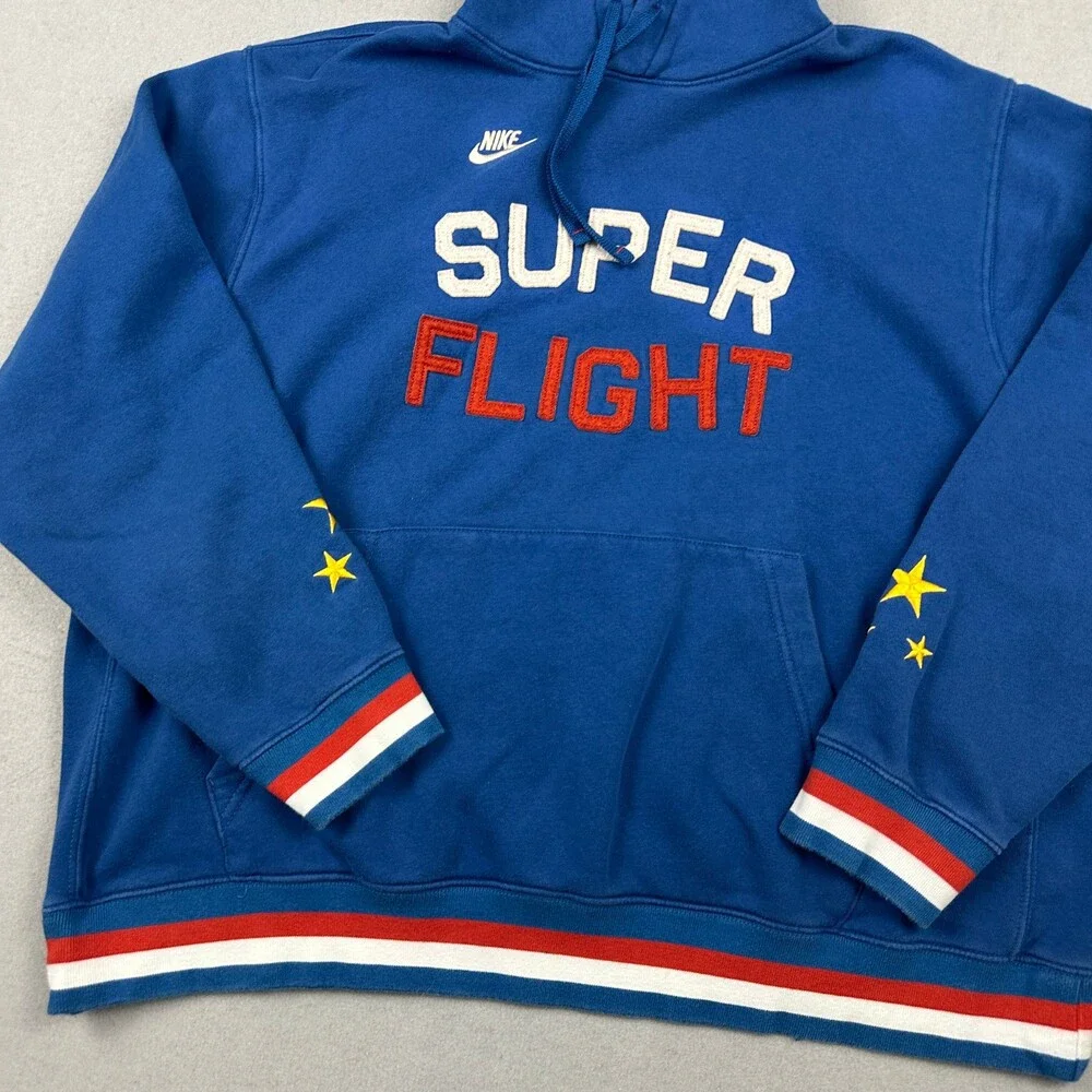 Nike Hoodie Men 2XL Blue Super Flight Stories Pullover Sweatshirt Stars XXL *